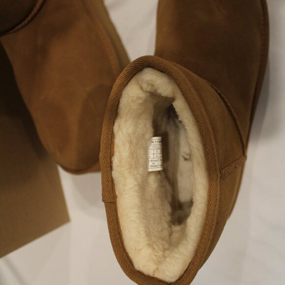 NIB UGG WOMEN'S MINI CHESTNUT PLATFORM SUEDE SHEARLING LINED ANKLE‎ BOOTS - Picture 5 of 8